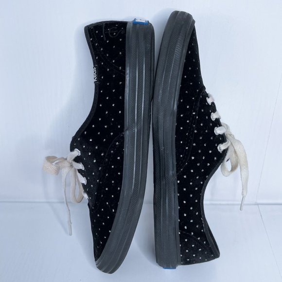 Keds x Taylor Swift ♥ 034 Black Velvet Silver Polka Dot Lace Sneakers Women Sz 7 - Picture 7 of 12